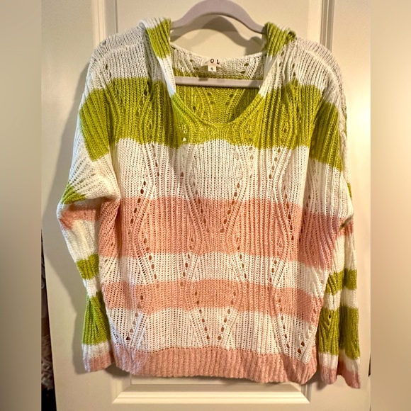 Nwot’s POL Colorful Striped Women's hooded Sweater. Sm. - Picture 1 of 3